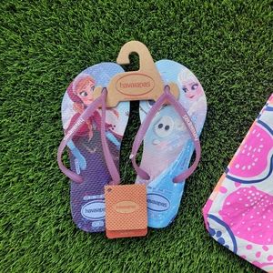 NWT Havaianas Slim Disney Frozen Flip Flops | Size Kids 2Y | Pink Purple
